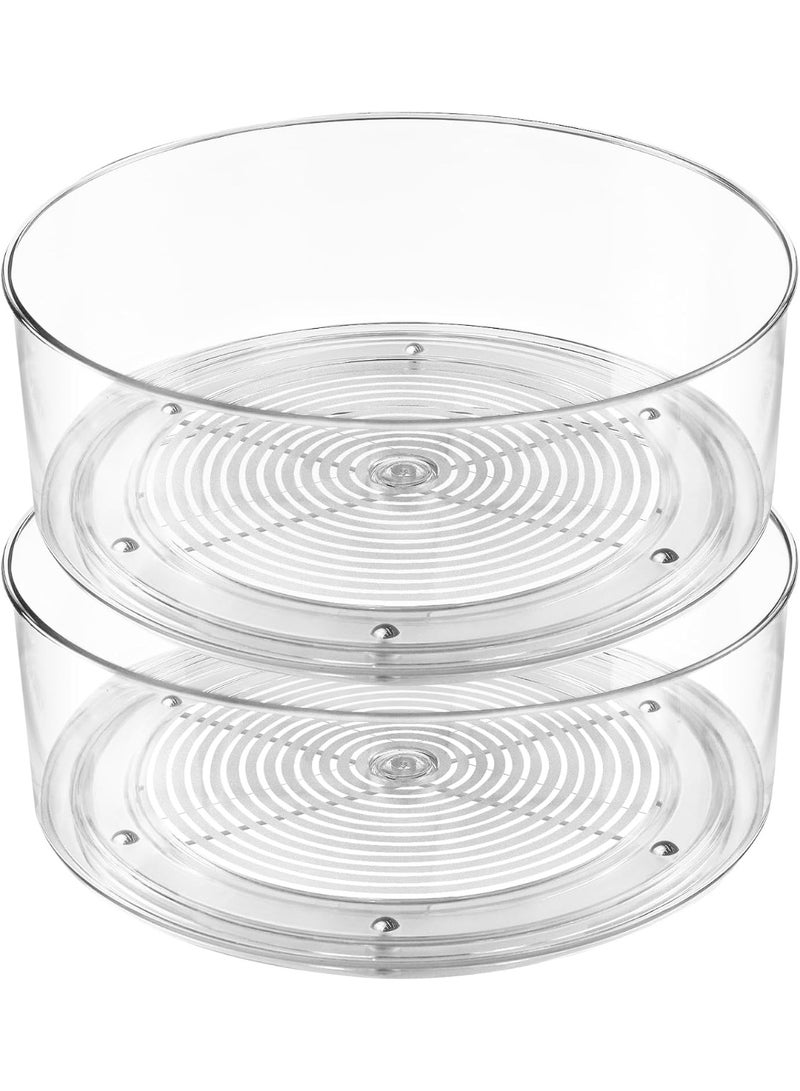 2pcs  Slow Slog Lazy Organizer,  360 Degree Rotating Turntable Organizer, Round Plastic Clear Lazy Turntable Food Storage Container for Kitchen, Fridge Organizer - Image 1